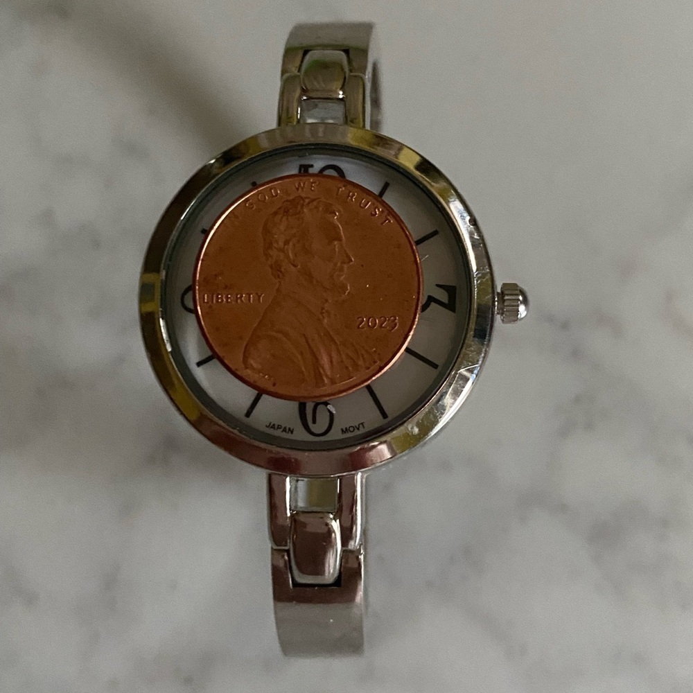Avon Silver-tone Contemporary Classic Cuff Watch with Large Numbers - Picture 6 of 8